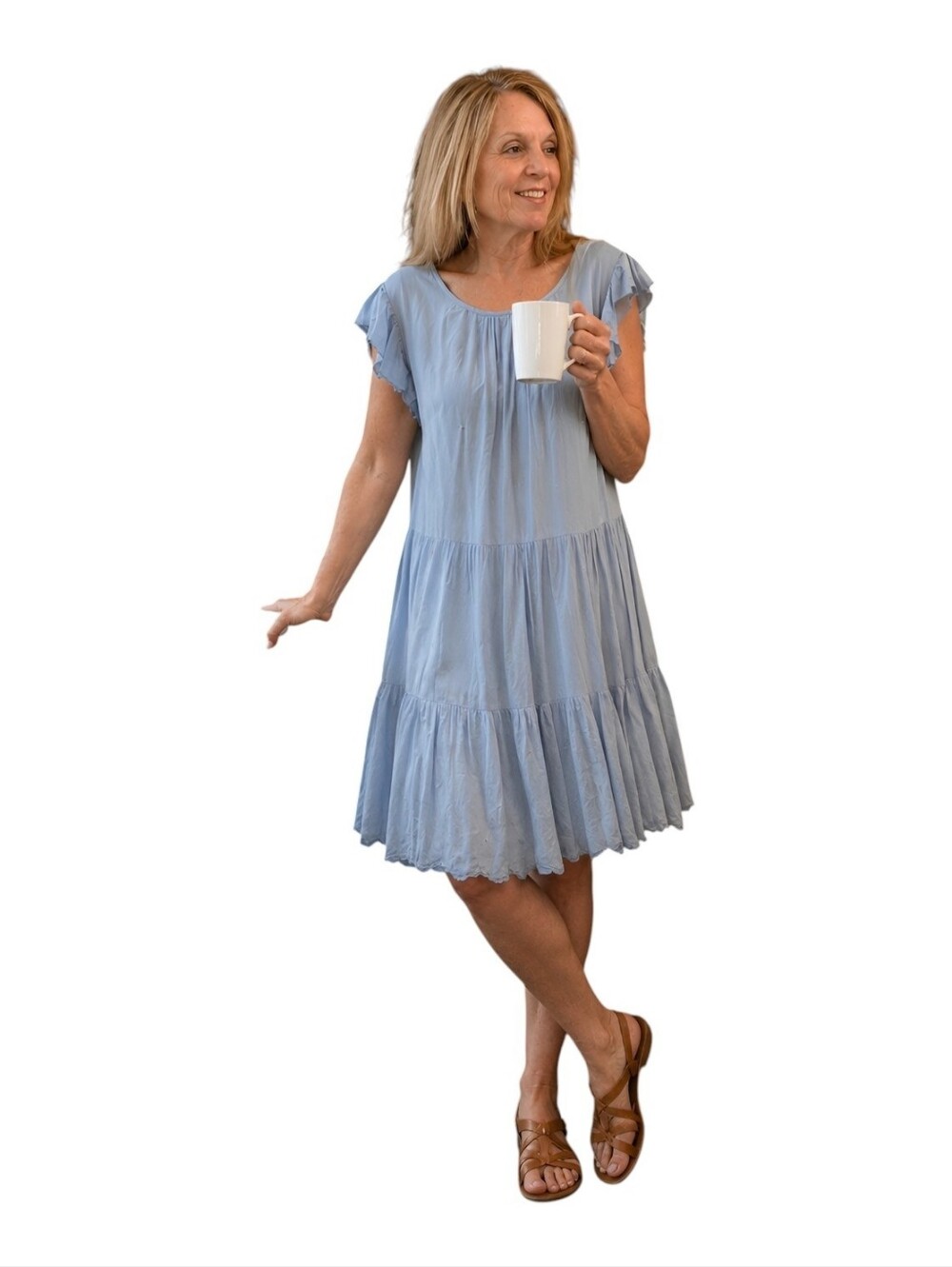 House Of Harlow 1960 Light Blue Tiered Ruffle Babydoll Dress Size LARGE